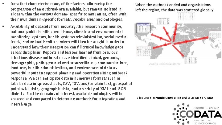 § Data that characterise many of the factors influencing the progression of an outbreak
