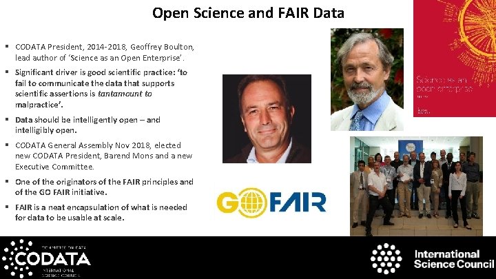 Open Science and FAIR Data § CODATA President, 2014 -2018, Geoffrey Boulton, lead author