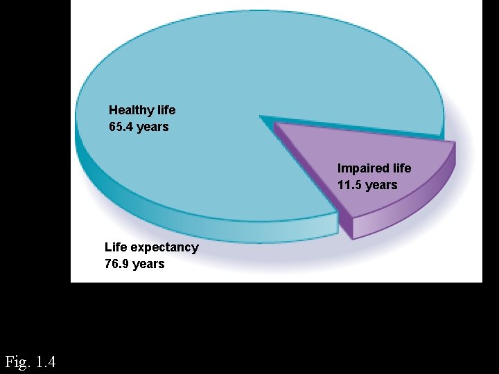 Healthy life 65. 4 years Impaired life 11. 5 years Life expectancy 76. 9
