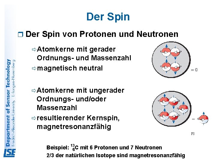 Der Spin r Der Spin von Protonen und Neutronen ðAtomkerne mit gerader Ordnungs- und