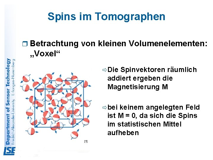 Spins im Tomographen r Betrachtung von kleinen Volumenelementen: „Voxel“ ðDie Spinvektoren räumlich addiert ergeben
