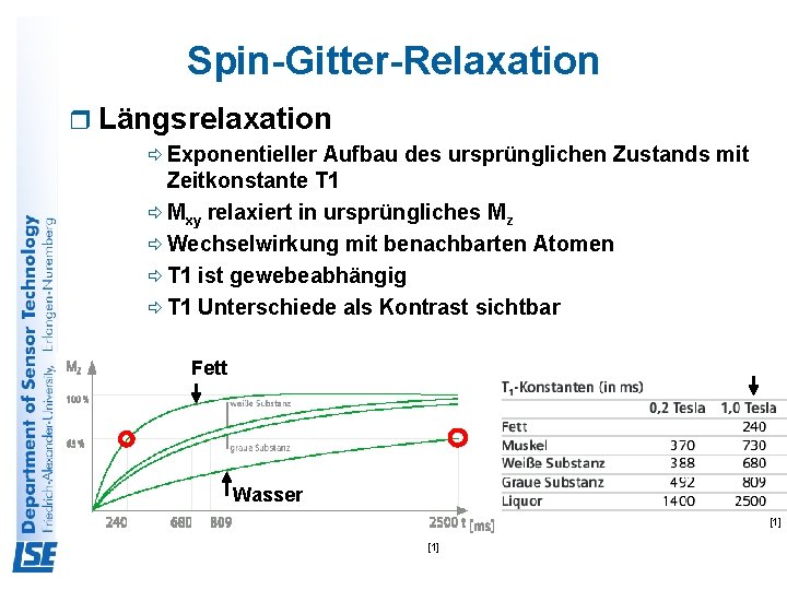 Spin-Gitter-Relaxation r Längsrelaxation ð Exponentieller Aufbau des ursprünglichen Zustands mit Zeitkonstante T 1 ð