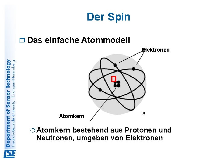 Der Spin r Das einfache Atommodell Elektronen Atomkern ¦ Atomkern [1] bestehend aus Protonen