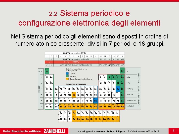 Sistema periodico e configurazione elettronica degli elementi 2. 2 Nel Sistema periodico gli elementi