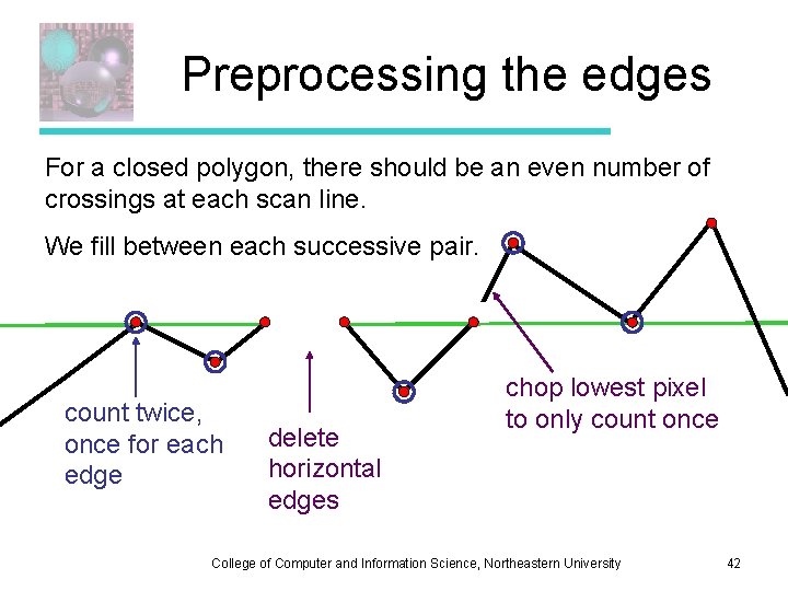 Preprocessing the edges For a closed polygon, there should be an even number of