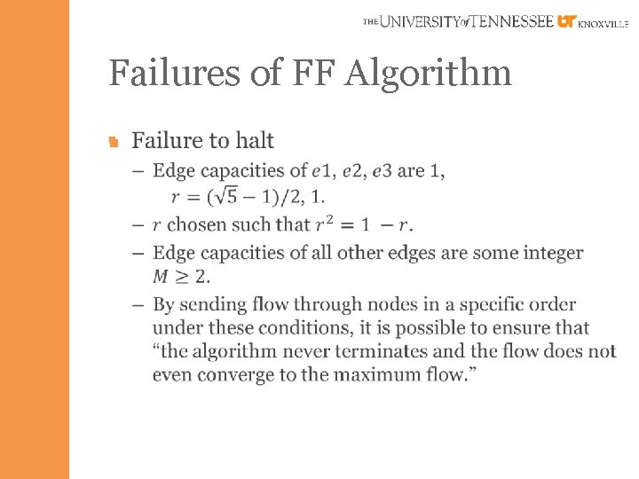 Failures of FF Algorithm § 