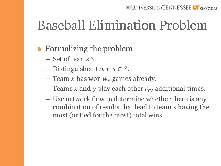 Baseball Elimination Problem § 