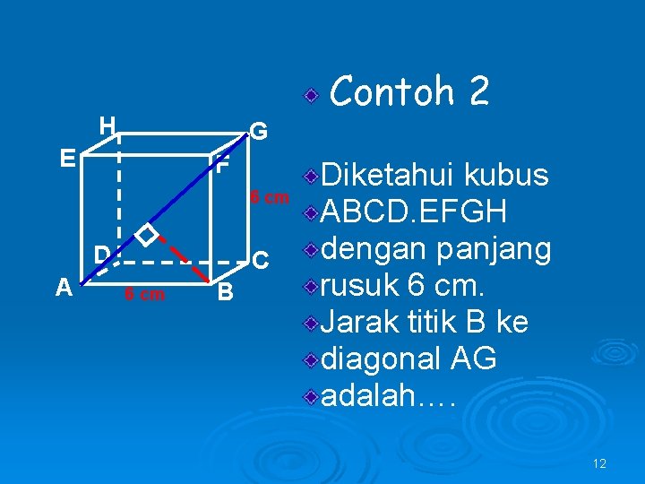Contoh 2 H G E F 6 cm D A C 6 cm B