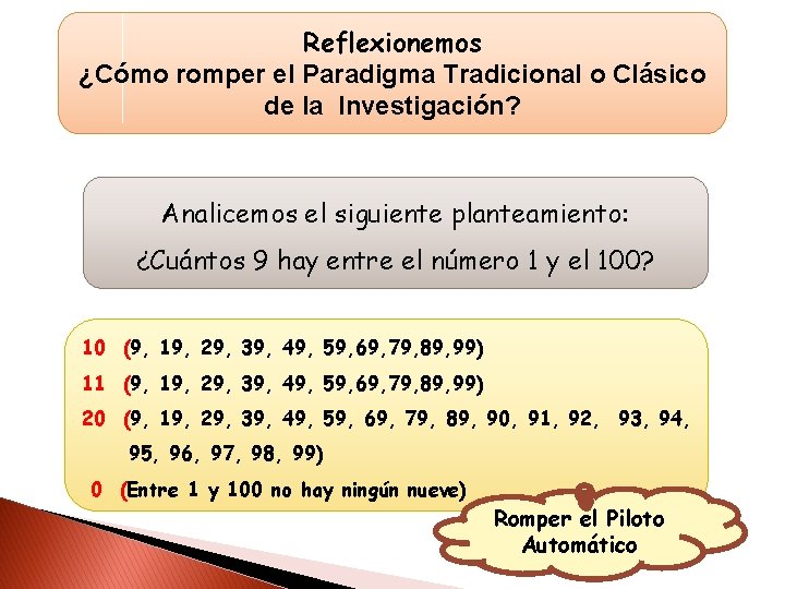 Reflexionemos ¿Cómo romper el Paradigma Tradicional o Clásico de la Investigación? Analicemos el siguiente