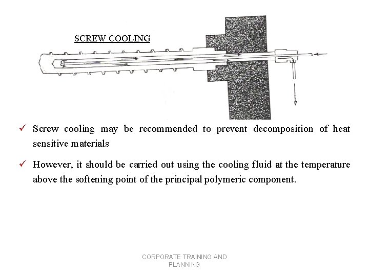 SCREW COOLING ü Screw cooling may be recommended to prevent decomposition of heat sensitive