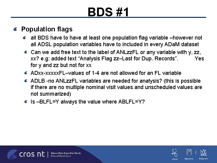 BDS #1 Population flags all BDS have to have at least one population flag