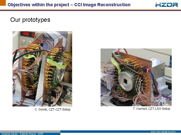 Objectives within the project – CCI Image Reconstruction Our prototypes C. Golnik, CZT-Setup T.