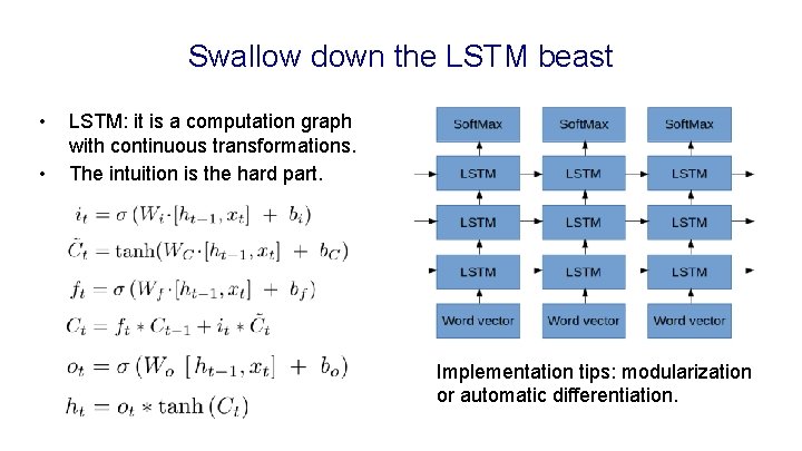 Swallow down the LSTM beast • • LSTM: it is a computation graph with