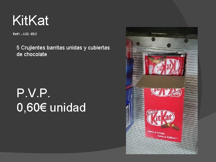 Kit. Kat Ref: . Ali-012 5 Crujientes barritas unidas y cubiertas de chocolate P.