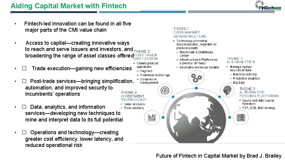 Aiding Capital Market with Fintech • Fintech-led innovation can be found in all five