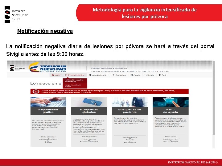 Metodología para la vigilancia intensificada de lesiones por pólvora Notificación negativa La notificación negativa