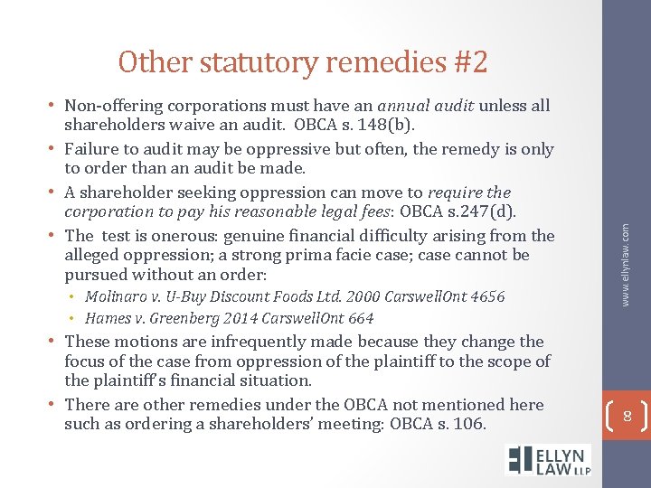 • Non-offering corporations must have an annual audit unless all shareholders waive an