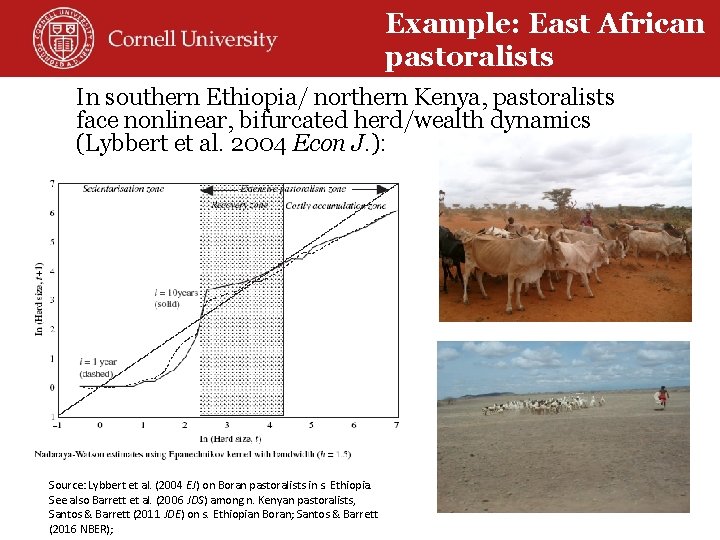 Example: East African pastoralists In southern Ethiopia/ northern Kenya, pastoralists face nonlinear, bifurcated herd/wealth