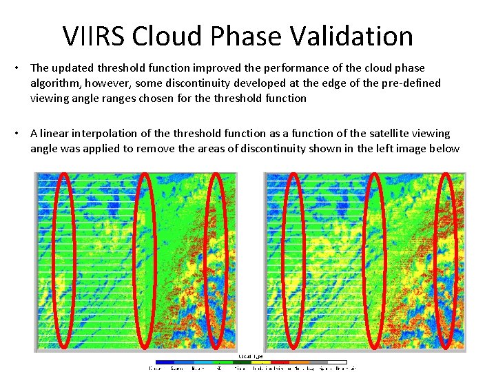 VIIRS Cloud Phase Validation • The updated threshold function improved the performance of the