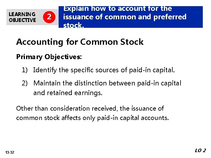 LEARNING OBJECTIVE 2 Explain how to account for the issuance of common and preferred LEARNING OBJECTIVE 2 Explain how to account for the issuance of common and preferred