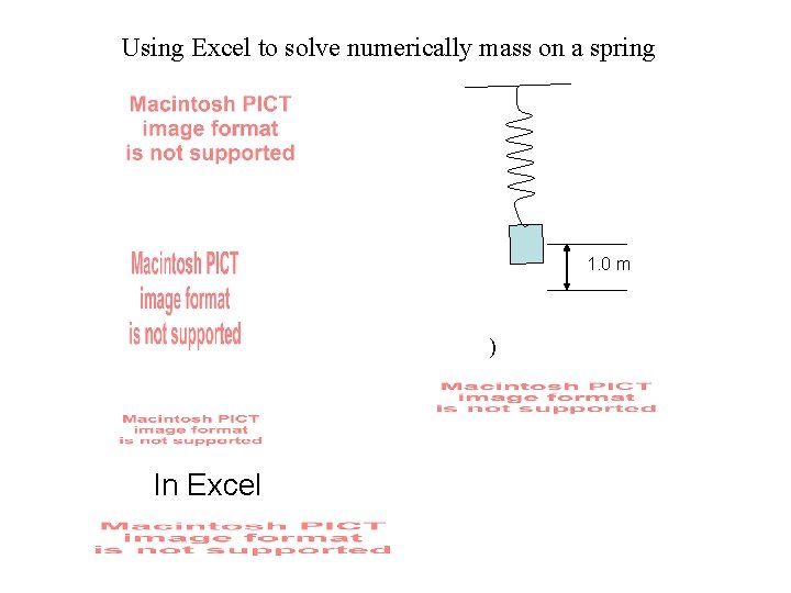 Using Excel to solve numerically mass on a spring 1. 0 m ) In