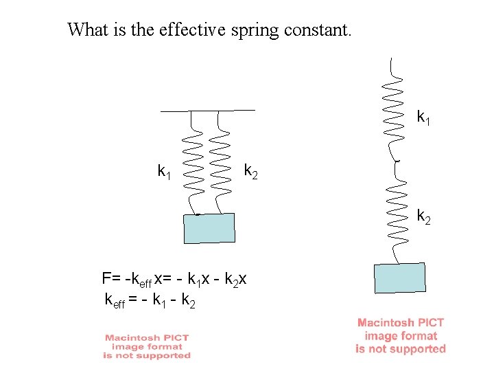 What is the effective spring constant. k 1 k 2 F= -keff x= -