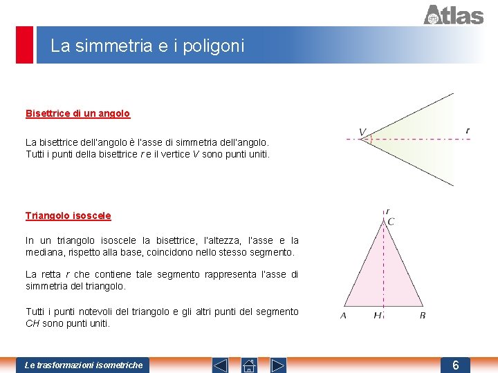 La simmetria e i poligoni Bisettrice di un angolo La bisettrice dell’angolo è l’asse