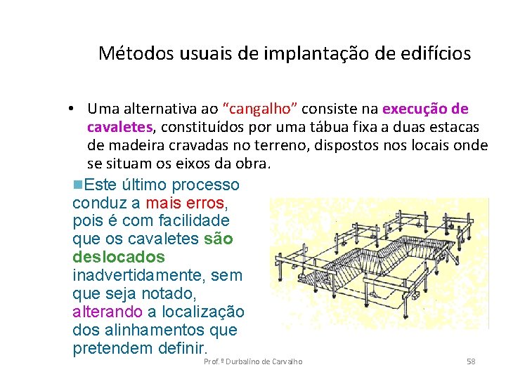 Métodos usuais de implantação de edifícios • Uma alternativa ao “cangalho” consiste na execução