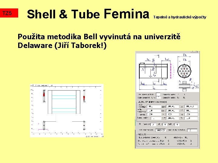 TZ 5 Shell & Tube Femina Tepelné a hydraulické výpočty Použita metodika Bell vyvinutá