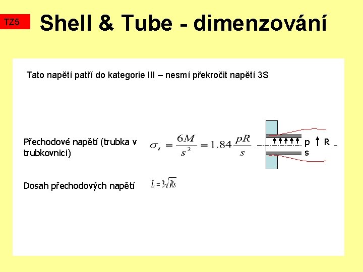TZ 5 Shell & Tube - dimenzování Tato napětí patří do kategorie III –