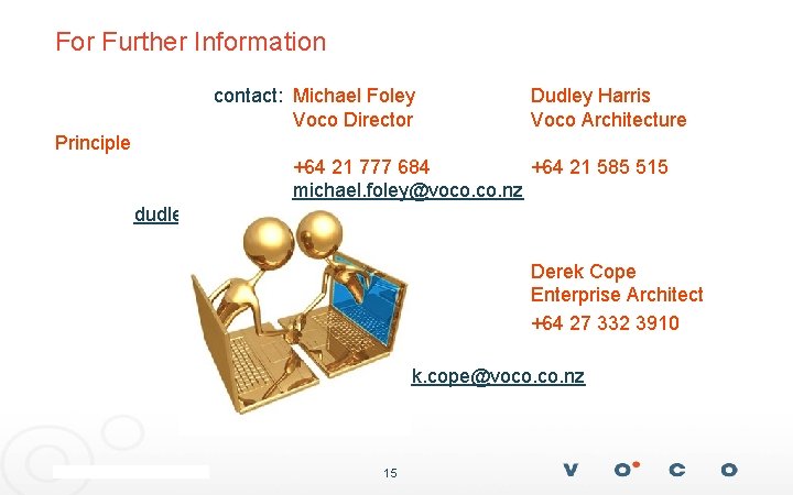 For Further Information contact: Michael Foley Voco Director Dudley Harris Voco Architecture Principle +64