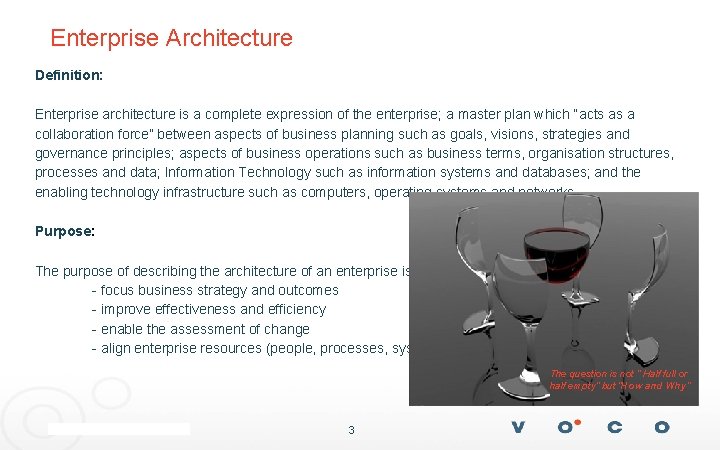 Enterprise Architecture Definition: Enterprise architecture is a complete expression of the enterprise; a master