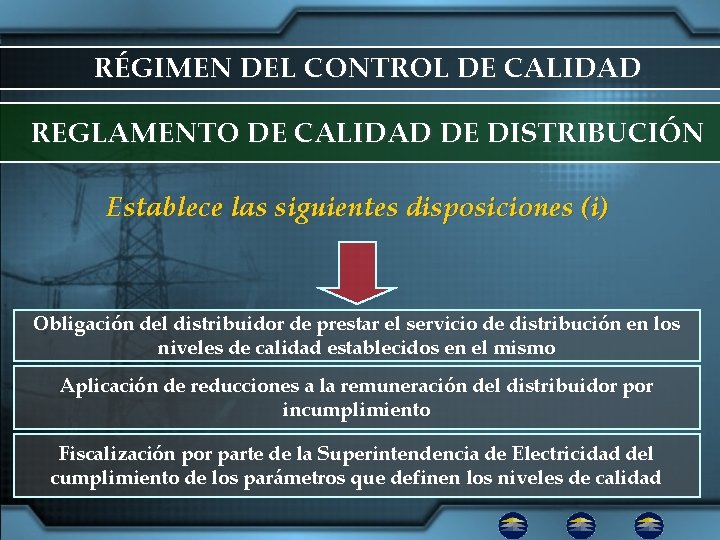 RÉGIMEN DEL CONTROL DE CALIDAD REGLAMENTO DE CALIDAD DE DISTRIBUCIÓN Establece las siguientes disposiciones