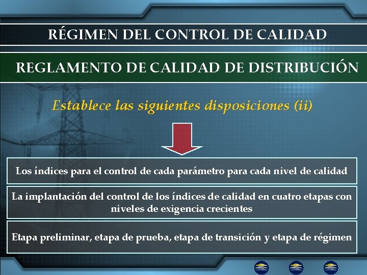 RÉGIMEN DEL CONTROL DE CALIDAD REGLAMENTO DE CALIDAD DE DISTRIBUCIÓN Establece las siguientes disposiciones