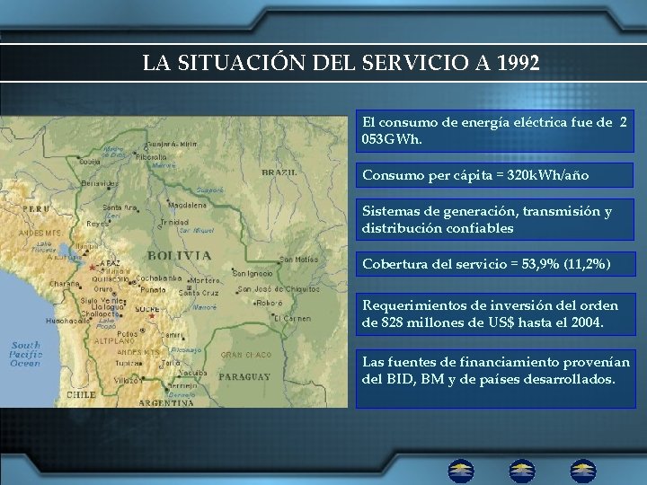 LA SITUACIÓN DEL SERVICIO A 1992 El consumo de energía eléctrica fue de 2