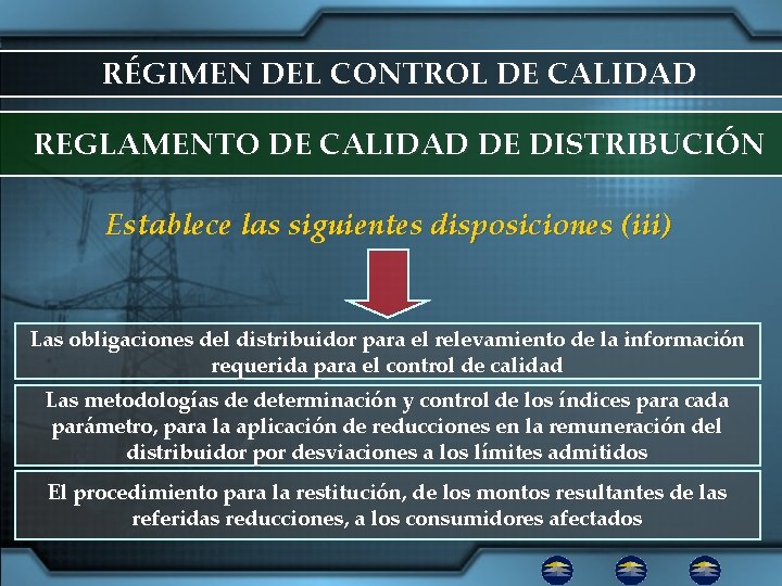 RÉGIMEN DEL CONTROL DE CALIDAD REGLAMENTO DE CALIDAD DE DISTRIBUCIÓN Establece las siguientes disposiciones