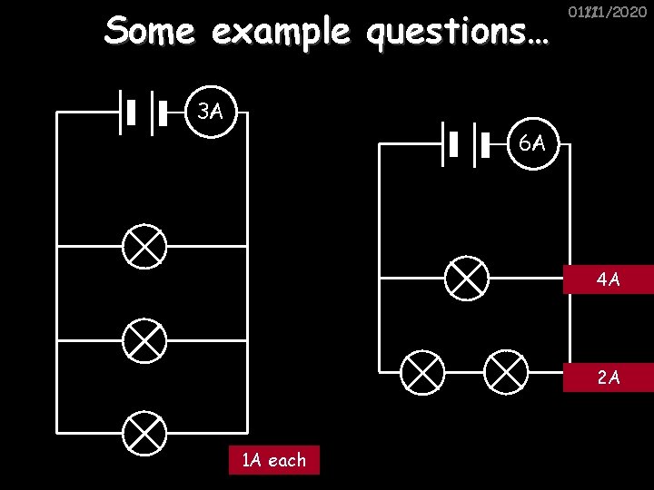 Some example questions… 01/11/2020 11/1/2020 3 A 6 A 4 A 2 A 1