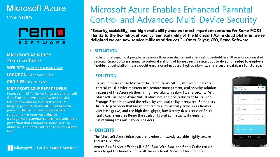 Microsoft Azure CASE STUDY Microsoft Azure Enables Enhanced Parental Control and Advanced Multi-Device Security