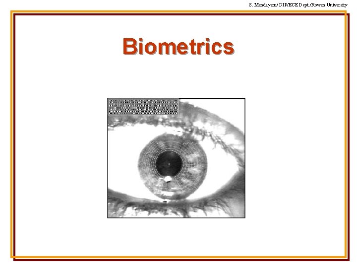 S. Mandayam/ DIP/ECE Dept. /Rowan University Biometrics S. Mandayam/ DIP/ECE Dept. /Rowan University Biometrics