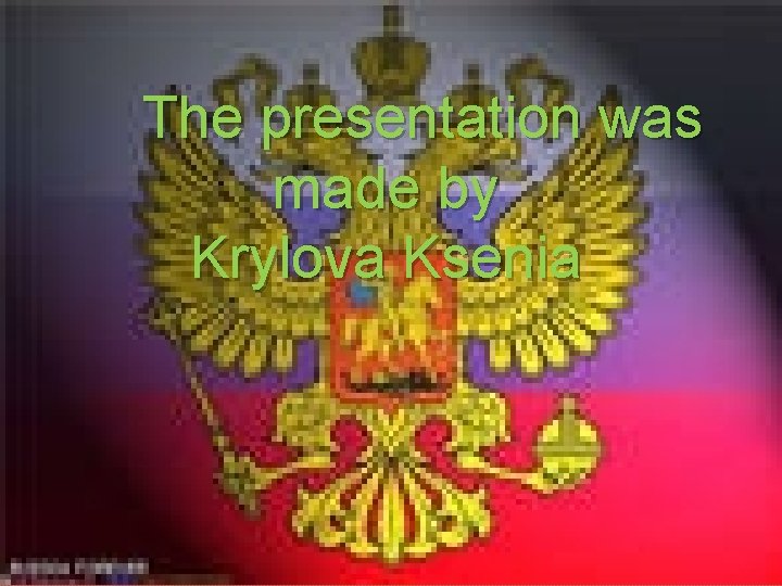 The presentation was made by Krylova Ksenia 