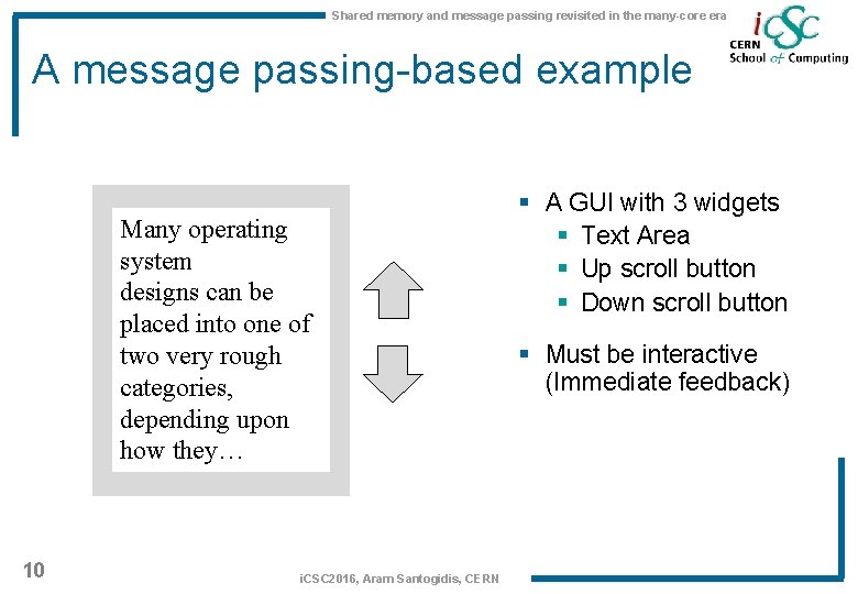 Shared memory and message passing revisited in the many-core era A message passing-based example