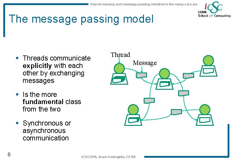 Shared memory and message passing revisited in the many-core era The message passing model