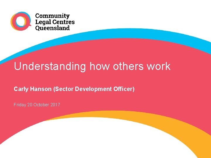 Understanding how others work Carly Hanson (Sector Development Officer) Friday 20 October 2017 Understanding how others work Carly Hanson (Sector Development Officer) Friday 20 October 2017