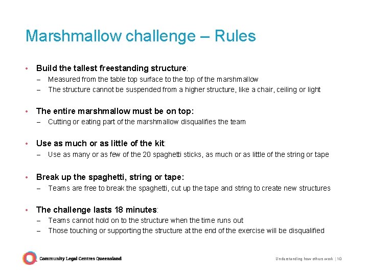 Marshmallow challenge – Rules • Build the tallest freestanding structure: – – Measured from Marshmallow challenge – Rules • Build the tallest freestanding structure: – – Measured from