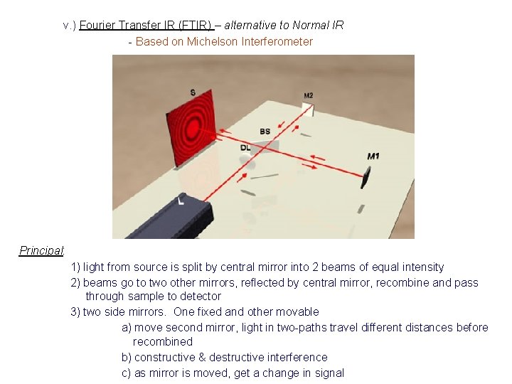 v. ) Fourier Transfer IR (FTIR) – alternative to Normal IR - Based on