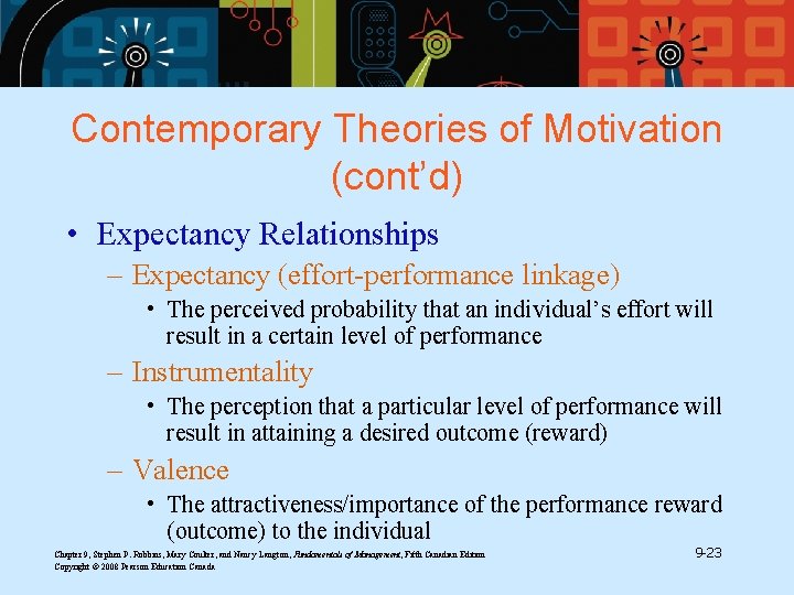 Contemporary Theories of Motivation (cont’d) • Expectancy Relationships – Expectancy (effort-performance linkage) • The