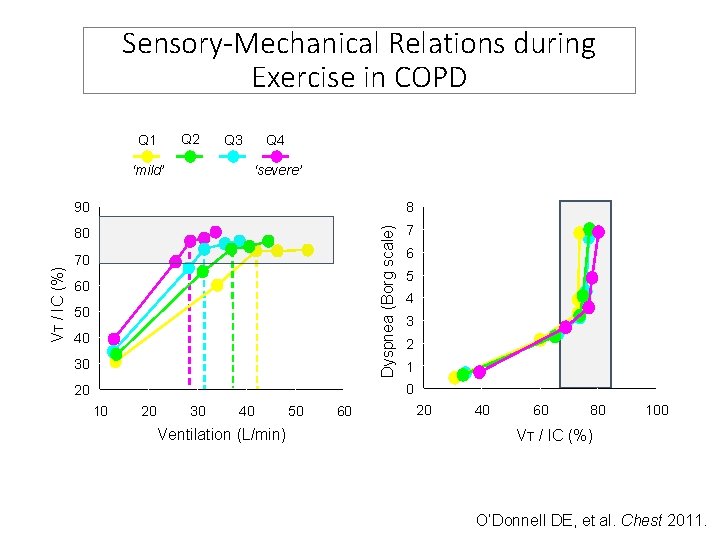 Sensory-Mechanical Relations during Exercise in COPD Q 2 Q 1 ‘severe’ 90 8 80