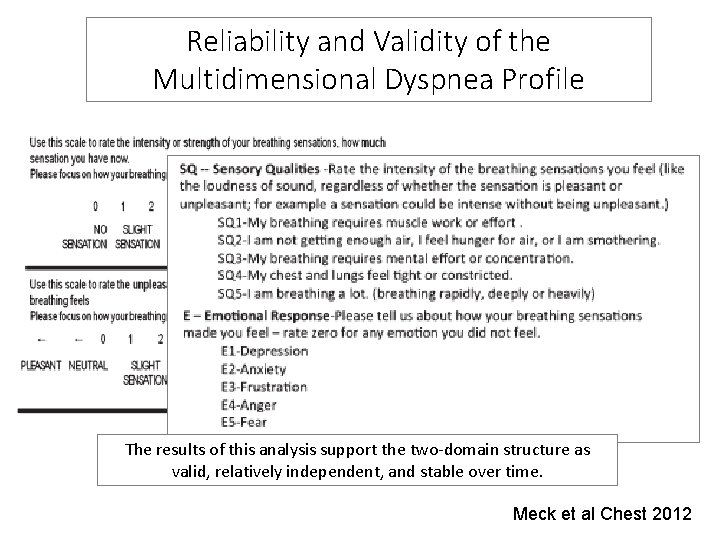 Reliability and Validity of the Multidimensional Dyspnea Profile The results of this analysis support