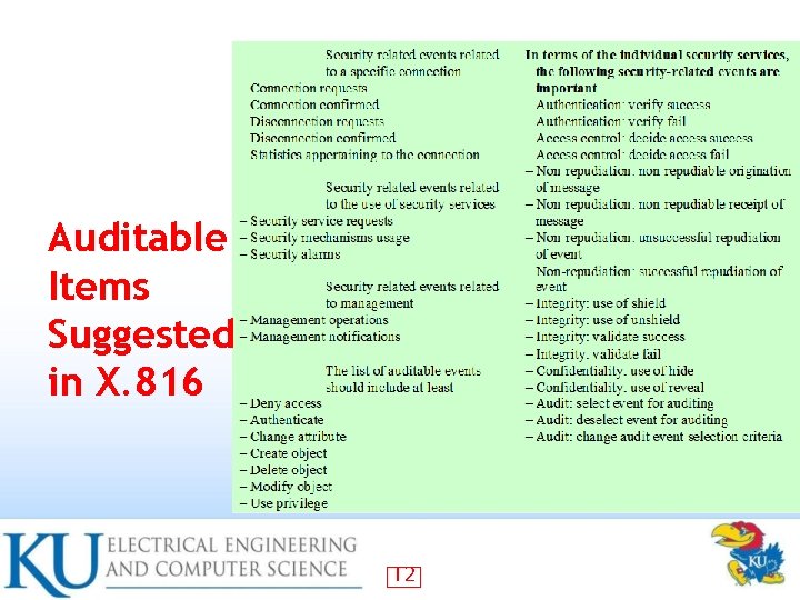 Auditable Items Suggested in X. 816 12 