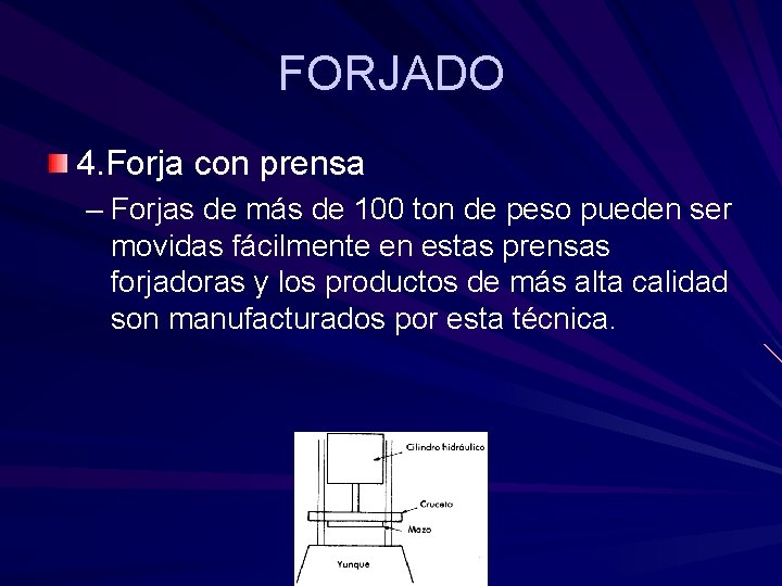 FORJADO 4. Forja con prensa – Forjas de más de 100 ton de peso FORJADO 4. Forja con prensa – Forjas de más de 100 ton de peso